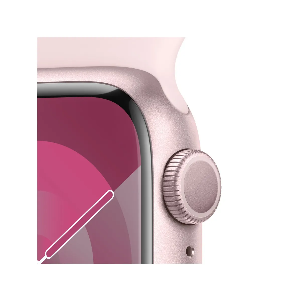 Apple Watch Series 9 45mm Pink Aluminium Case with Light Pink Sport Band - Image 3