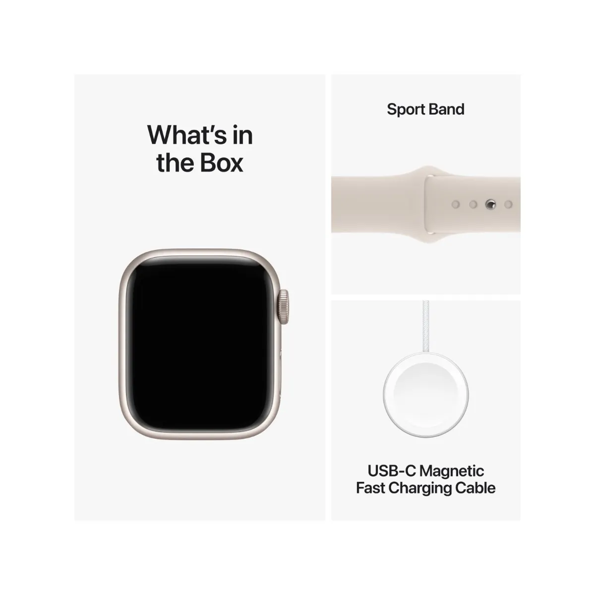 Apple Watch Series 9 41mm Starlight Aluminium Case with Starlight Sport Band - Image 5