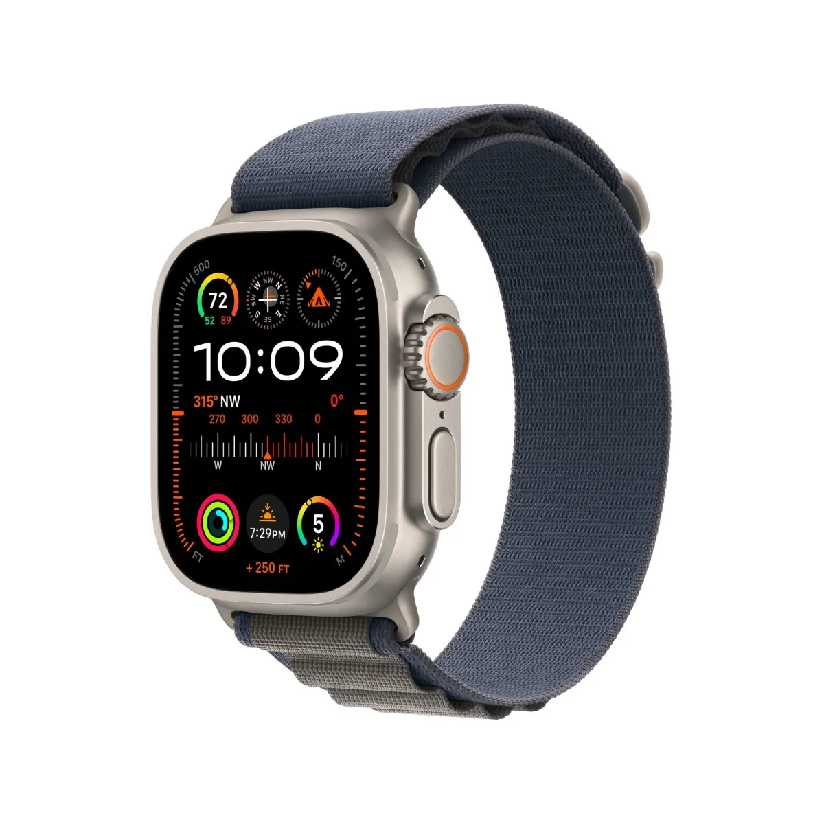 Apple Watch Ultra 2 Titanium Case with Blue Alpine Loop