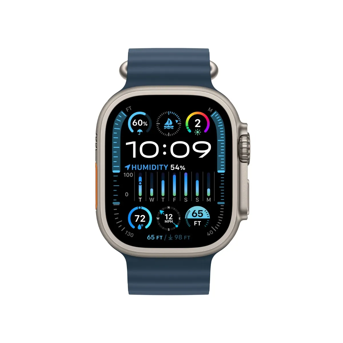 Apple Watch Ultra 2 Titanium Case with Blue Ocean Band - Image 2