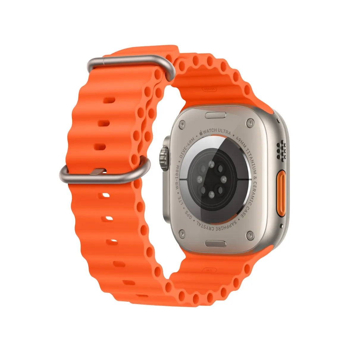 Apple Watch Ultra 2 Titanium Case with Orange Ocean Band - Image 3