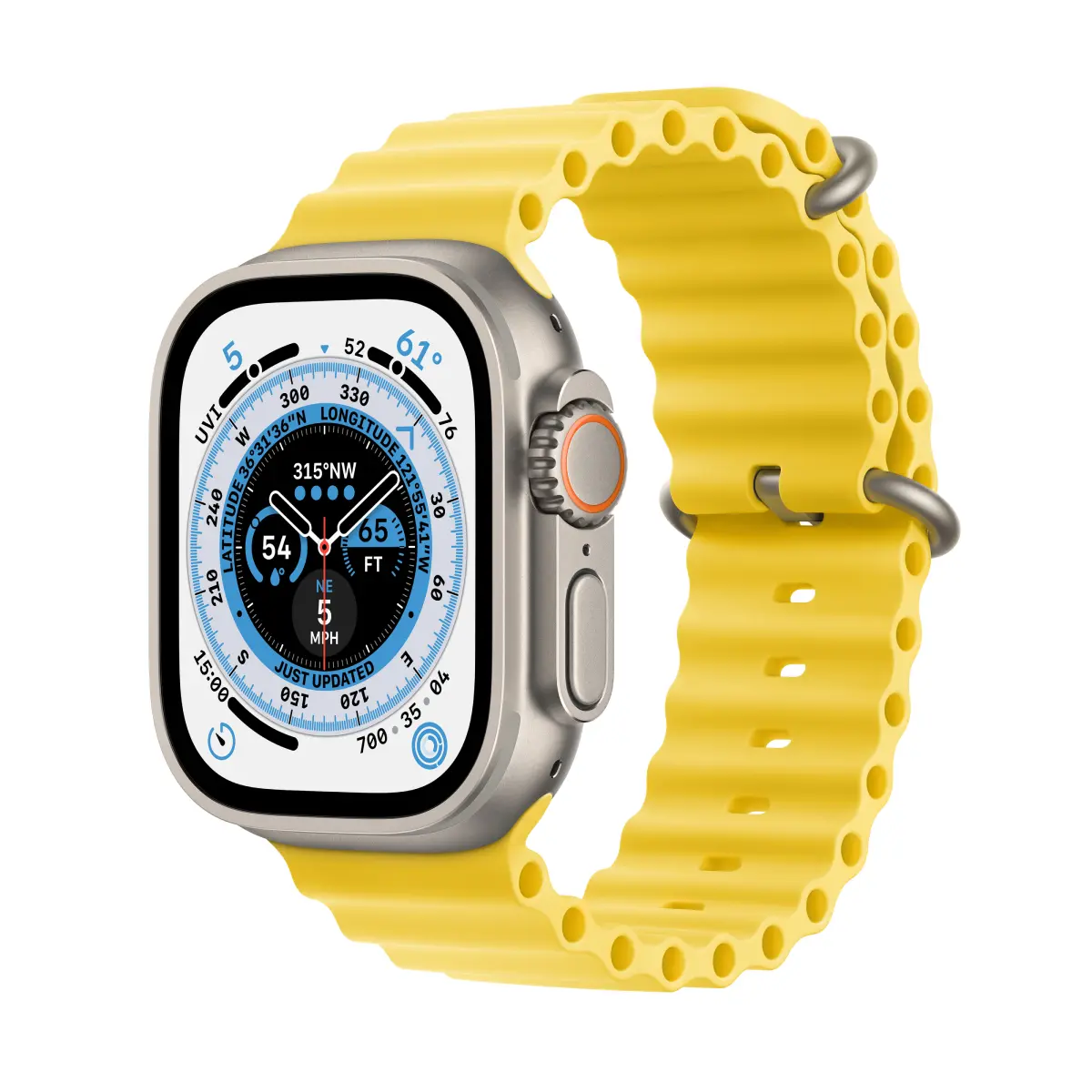 Apple Watch Ultra Titanium Case with Yellow Ocean Band